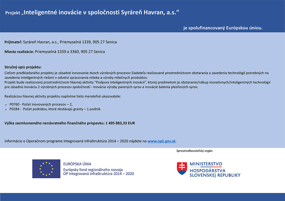 Inteligentné inovácie v spoločnosti Syráreň Havran
